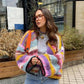 Emily – karierter cardigan mit regenbogenstreifen - LOVEZOE