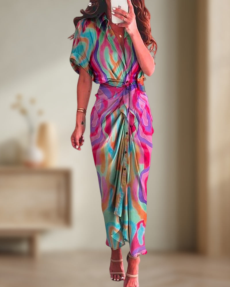 Taillenblusenkleid mit Print