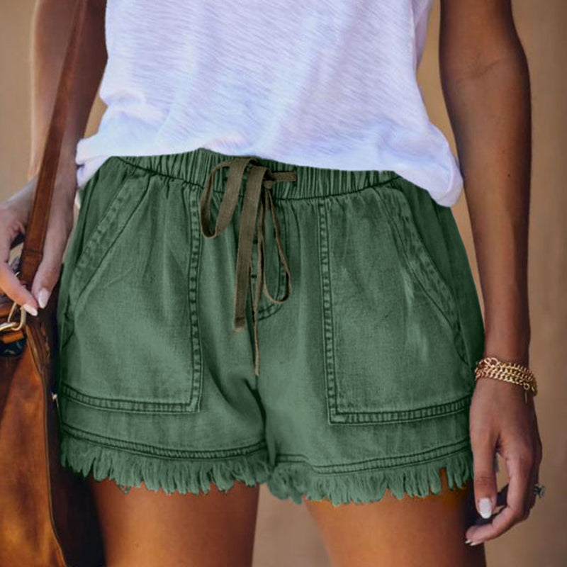 Damen Sommer Jeansshorts mit hoher Taille