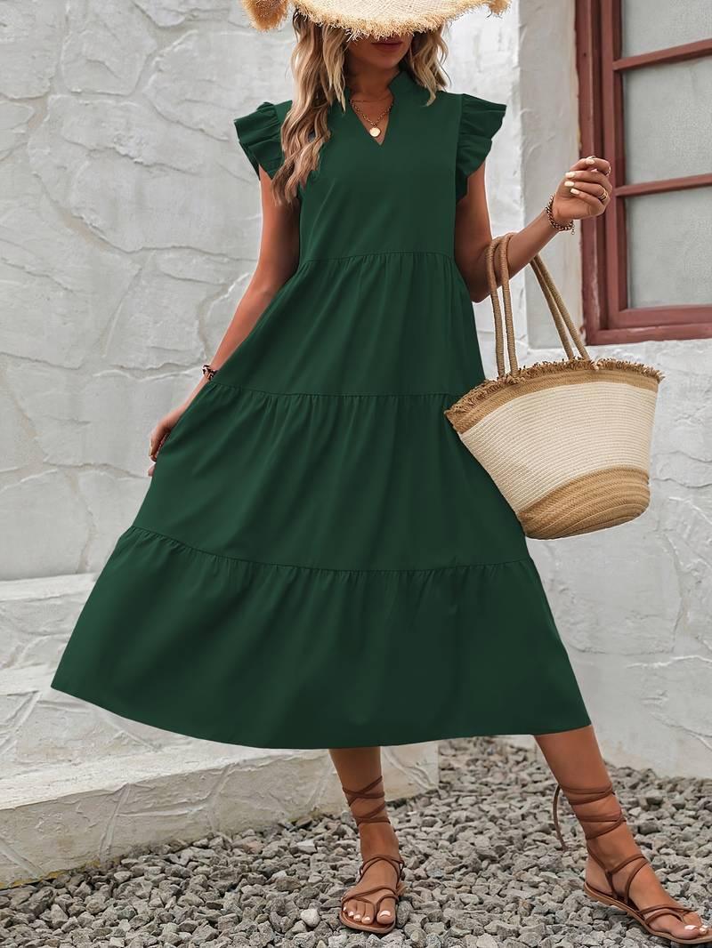 Emma – elegantes kleid mit rüschenärmeln für frühling und sommer - LOVEZOE