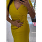 Knielanges Bodycon-Kleid mit V-Ausschnitt