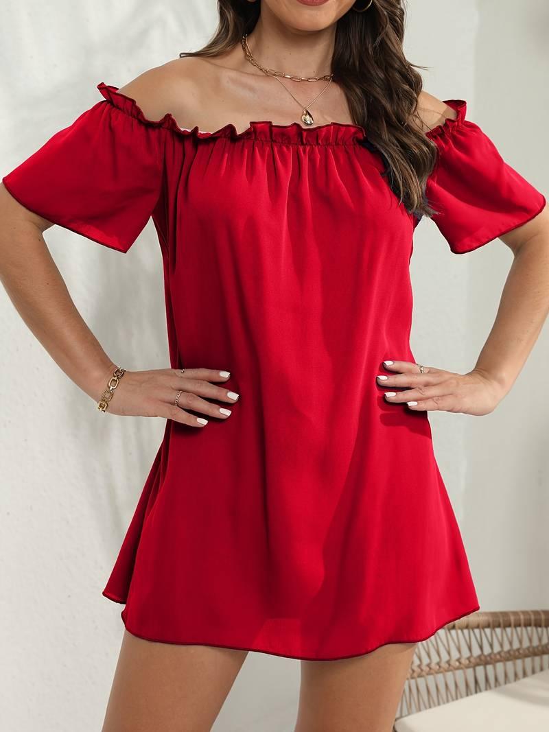 Amelia – schulterfreies sommerkleid mit kurzen armeln - LOVEZOE