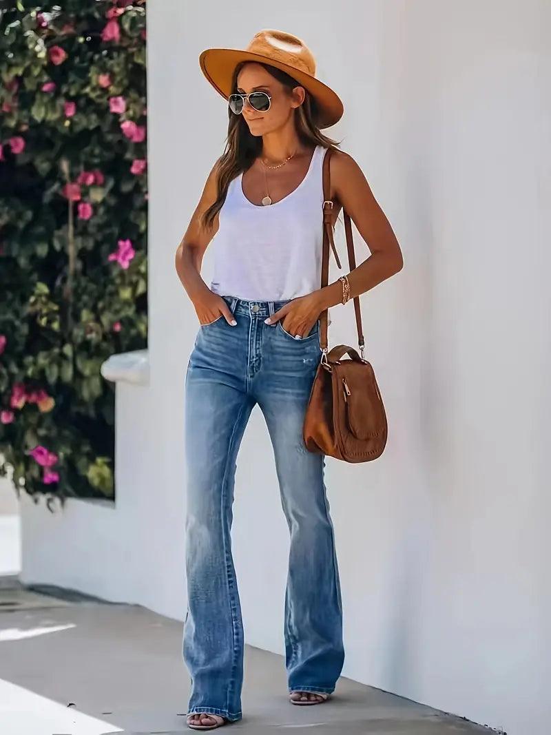 Ava – stylische bootcut-jeans für den frühling - LOVEZOE