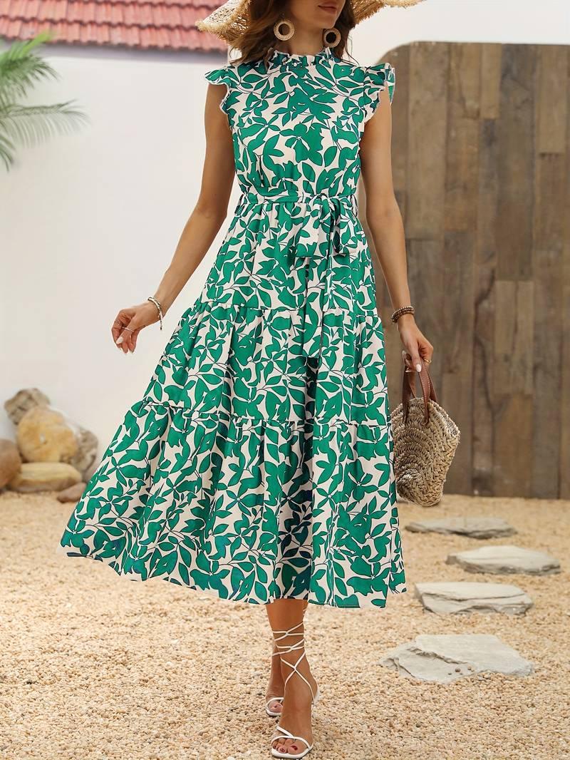 Aurora – elegantes kleid mit rüschenärmeln für frühling und sommer - LOVEZOE