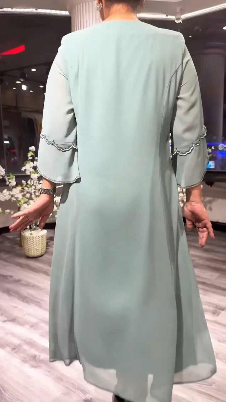 Astrid™ Damen Lockeres Chiffon-Kleid in Einfarbiger Ausführung