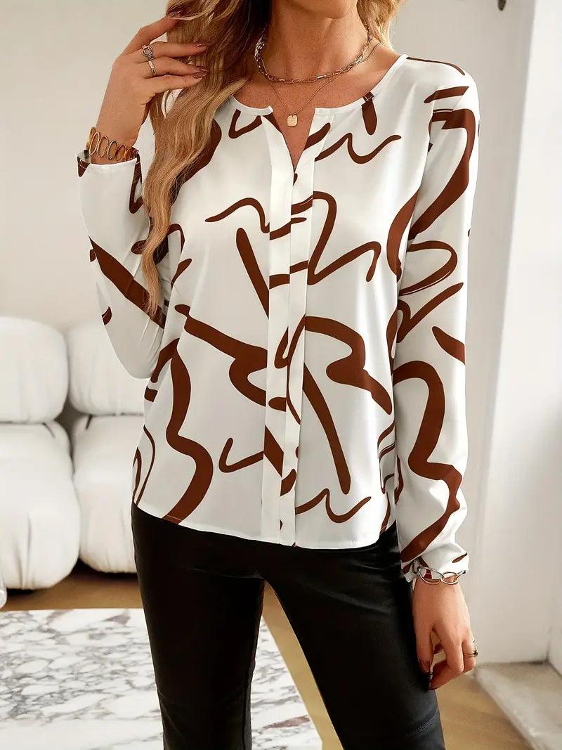 Lily – lässige bluse mit abstraktem print - LOVEZOE