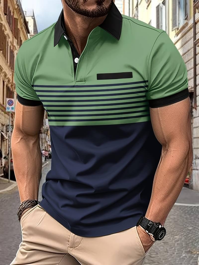 Davide – lässiges kurzarm-streifen-poloshirt für herren - LOVEZOE