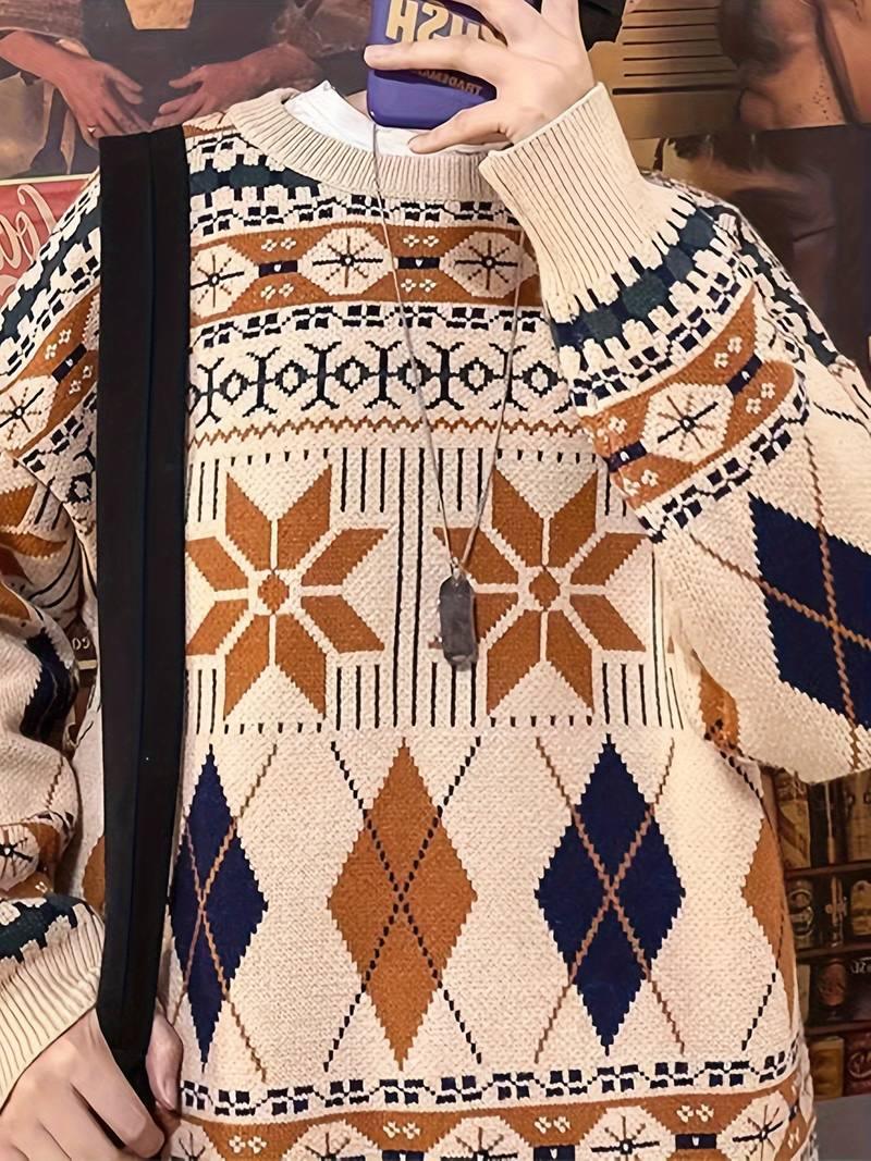 Thomas – pullover mit geometrischem musterdesign für männer - LOVEZOE