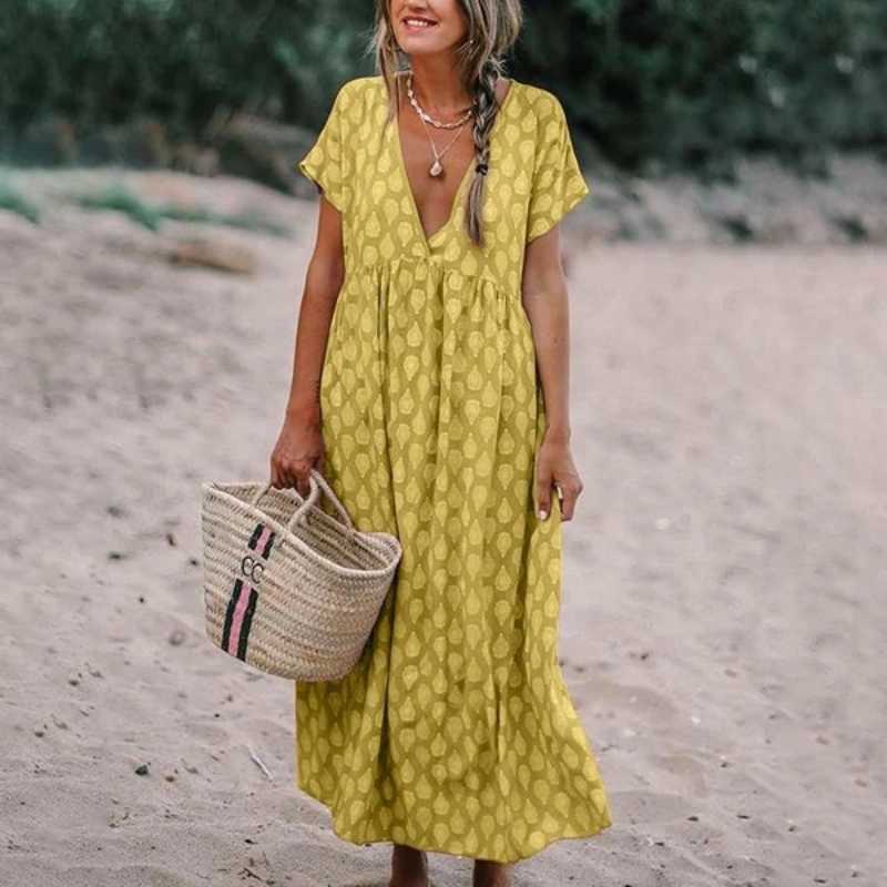 Marion – Stylisches Bohemian-Kleid mit V-Ausschnitt