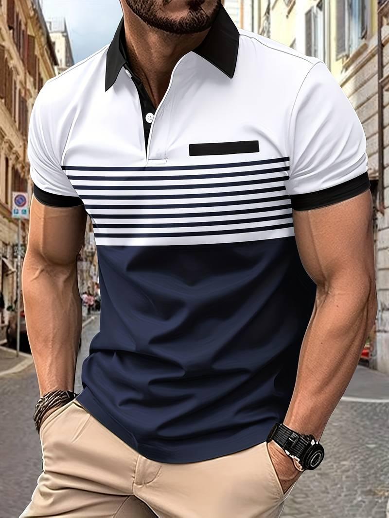 Davide – lässiges kurzarm-streifen-poloshirt für herren - LOVEZOE