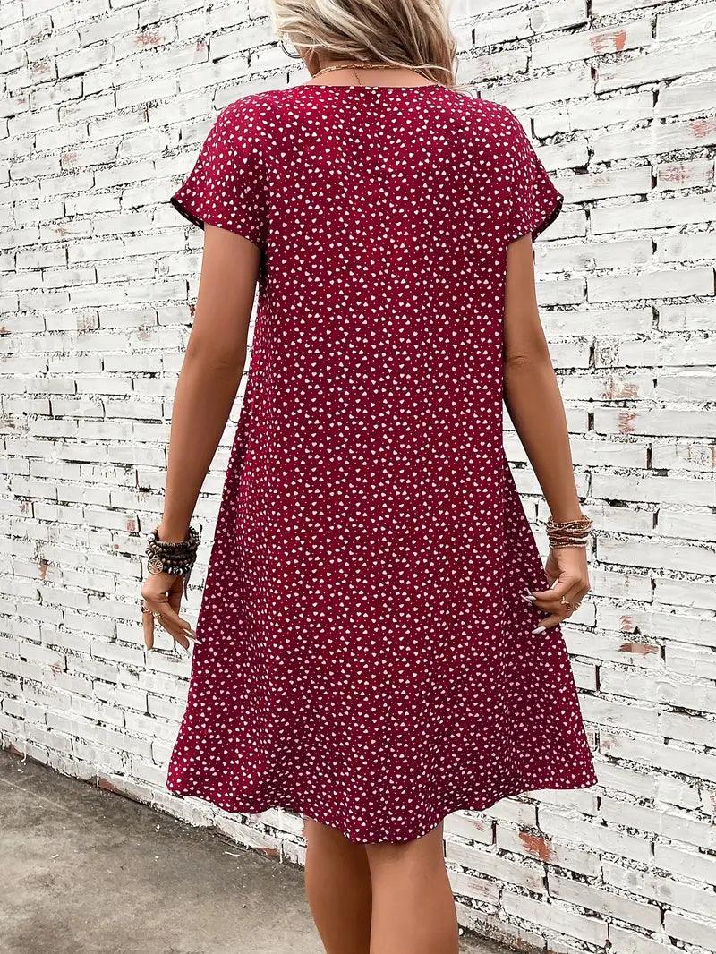 Maya – allover-print-kleid mit fledermausärmeln - LOVEZOE