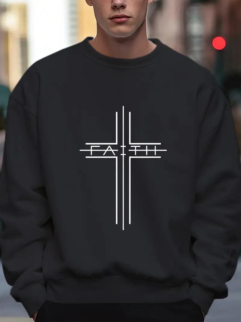 Kevin – faith cross-print-pullover für männer - LOVEZOE