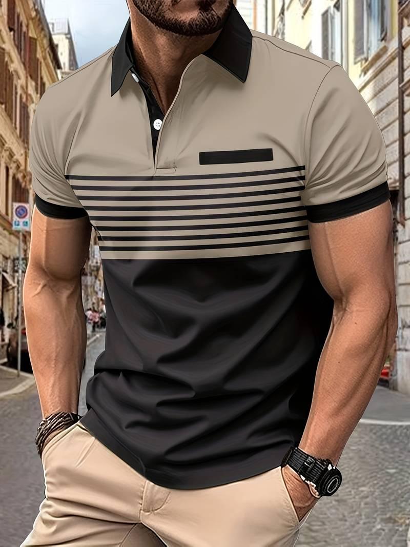 Davide – lässiges kurzarm-streifen-poloshirt für herren - LOVEZOE