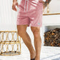 Nathan – gerippte, schmal geschnittene, bequeme shorts mit kordelzug und taschen - LOVEZOE