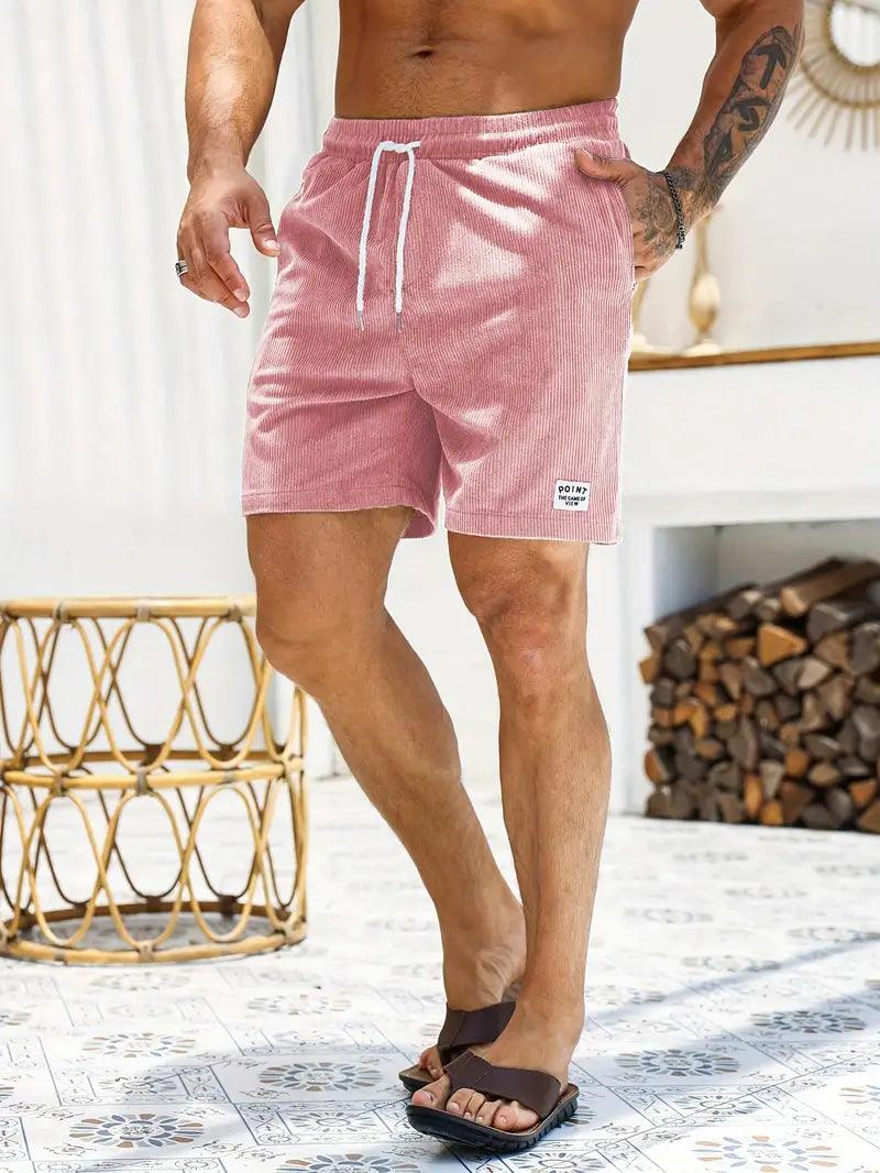 Nathan – gerippte, schmal geschnittene, bequeme shorts mit kordelzug und taschen - LOVEZOE