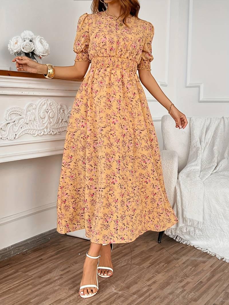 Amelia – kleid mit rundhalsausschnitt und blumendruck für frühling und sommer - LOVEZOE