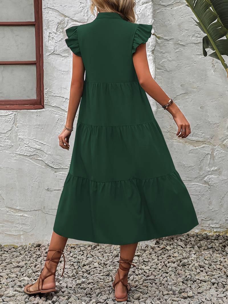 Emma – elegantes kleid mit rüschenärmeln für frühling und sommer - LOVEZOE