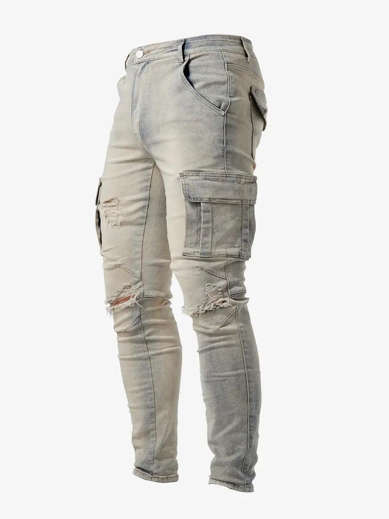 James - slim fit denim cargo pants for men - LOVEZOE