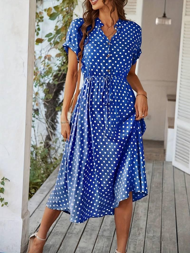 Chloe – a-linien-kleid mit polka-dot-print und v-ausschnitt - LOVEZOE