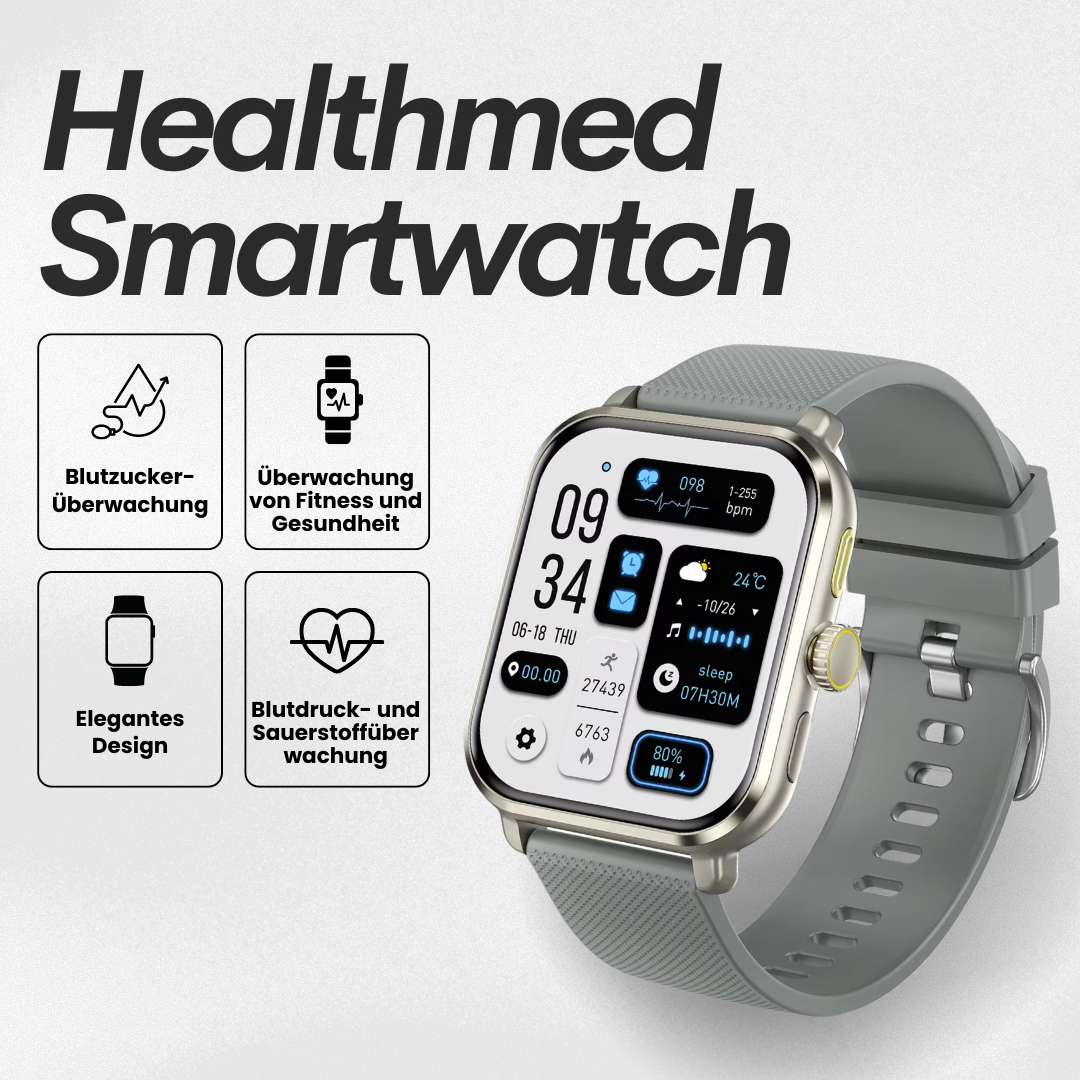 Healthmed Gesundheits-Smartwatch - zur Überwachung von Blutzucker