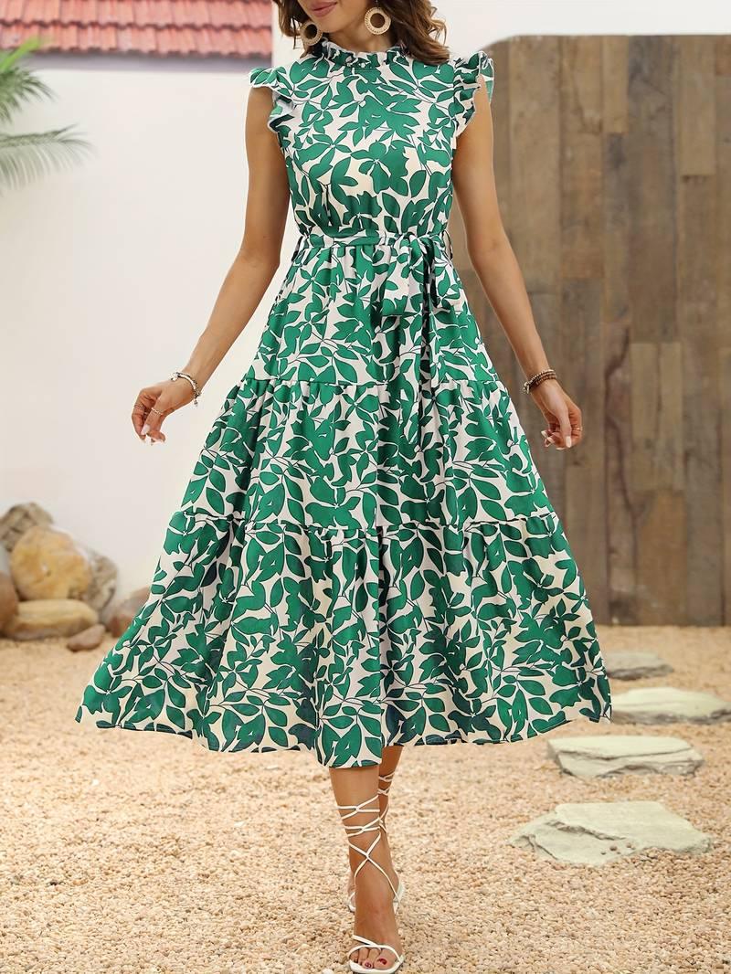 Aurora – elegantes kleid mit rüschenärmeln für frühling und sommer - LOVEZOE