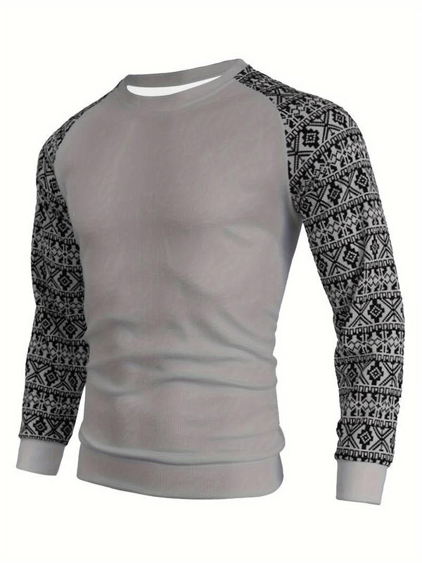 James – ethno-farbblock-langarmpullover für herren - LOVEZOE