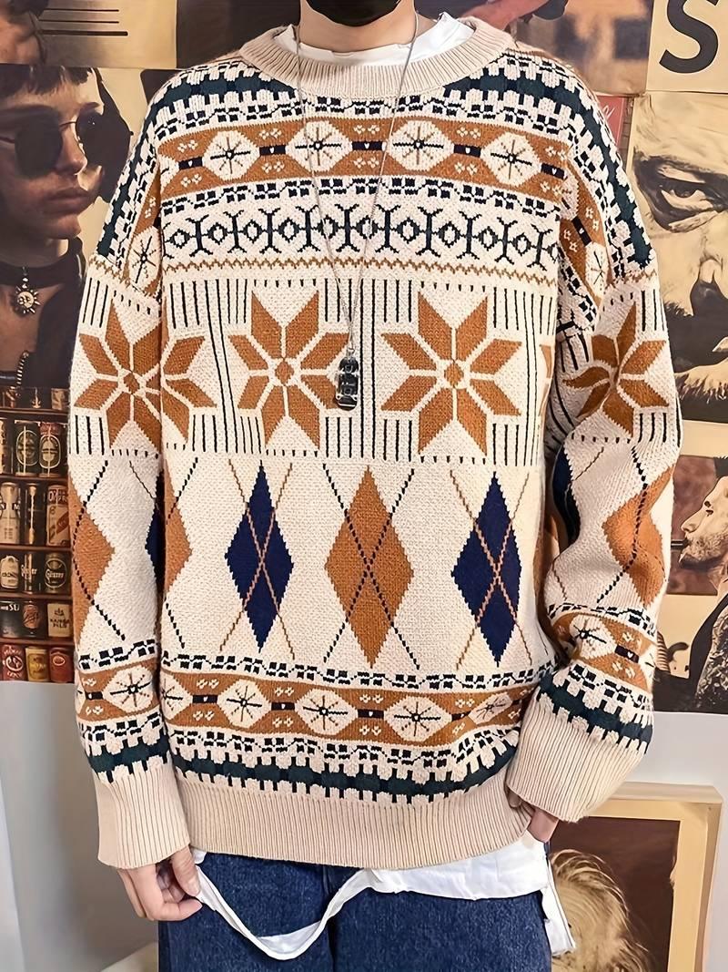 Thomas – pullover mit geometrischem musterdesign für männer - LOVEZOE