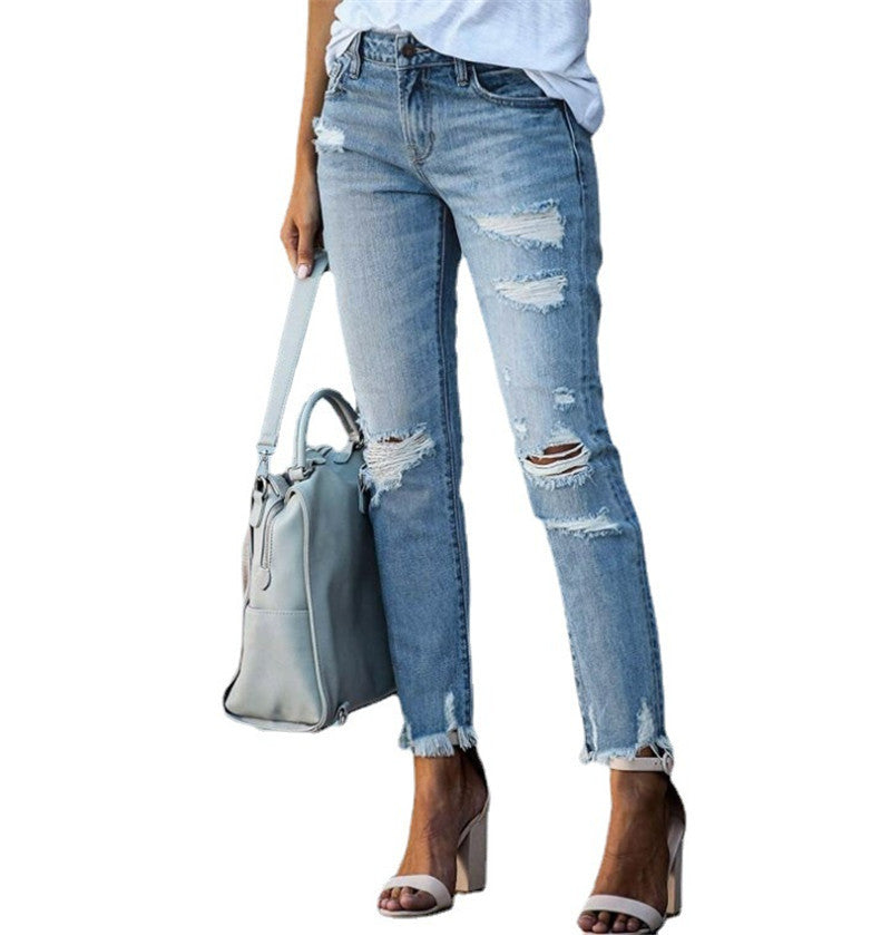 Super Stylische & Elegante Damen Jeans im lässigen Ripped Look