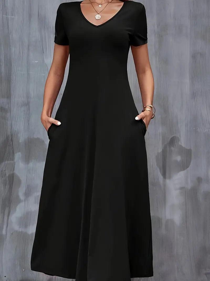 Emily – kurzarmkleid mit v-ausschnitt - LOVEZOE