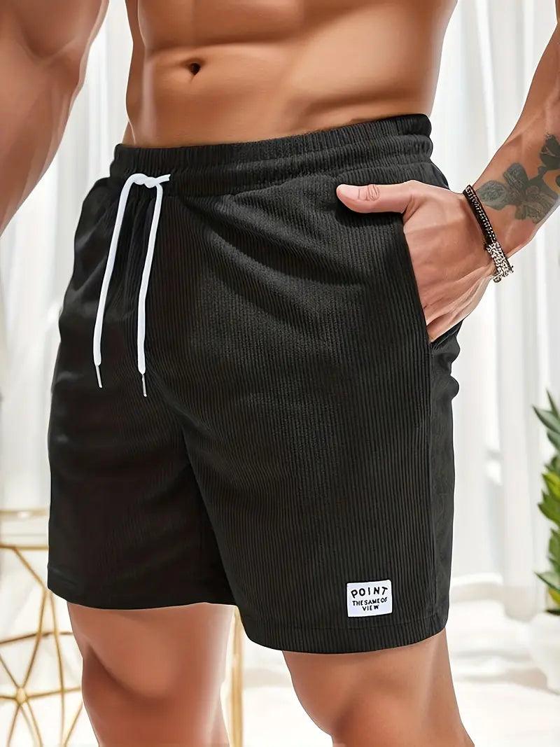 Nathan – gerippte, schmal geschnittene, bequeme shorts mit kordelzug und taschen - LOVEZOE