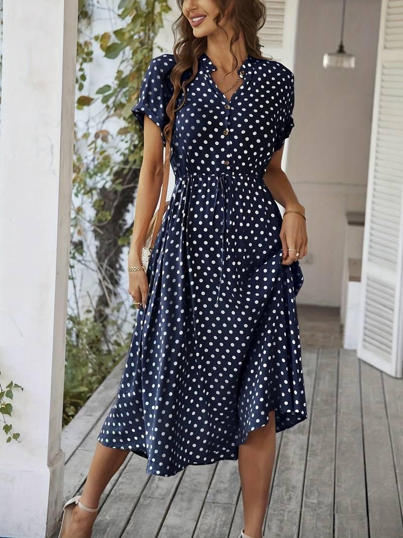 Chloe – a-linien-kleid mit polka-dot-print und v-ausschnitt - LOVEZOE