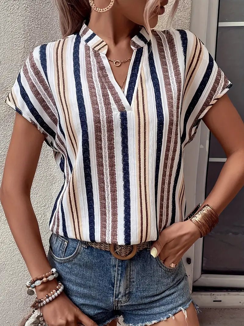 Regina™ - Retro Chic Gestreifte Bluse