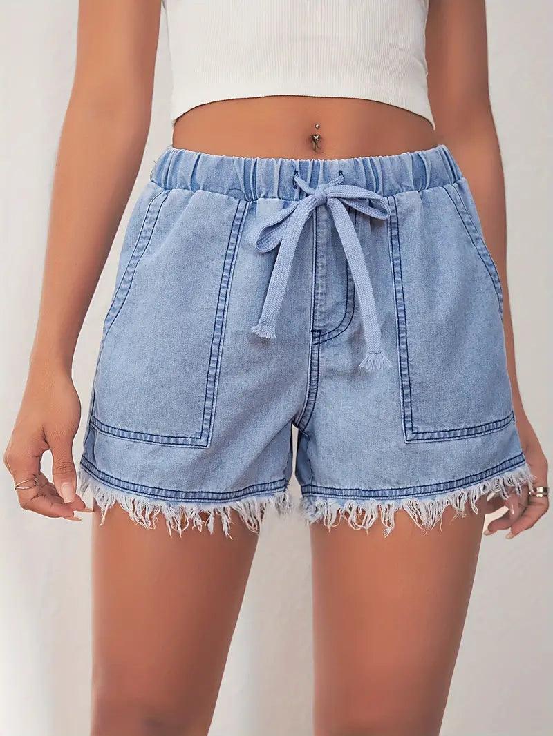 Eleanor – jeansshorts mit elastischem bund für frühling/sommer - LOVEZOE