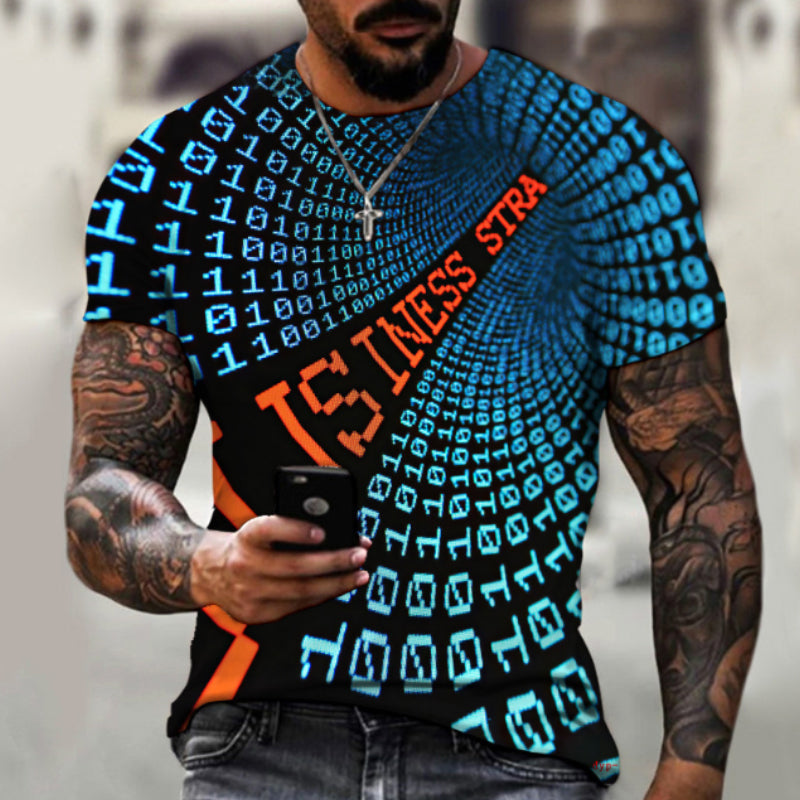 Lässiges Kurzärmliges T-Shirt mit 3D-Digitaldruck für Herren