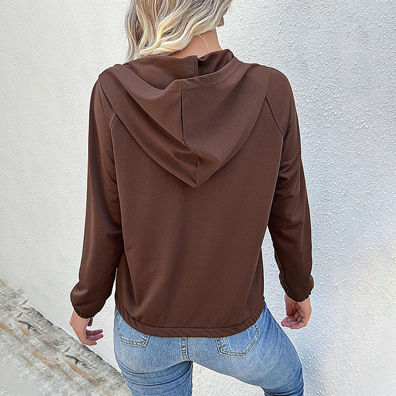 Lässiges Damen-Sweatshirt mit Kapuze und Knöpfen