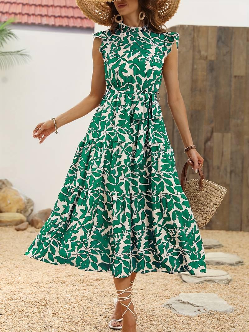 Aurora – elegantes kleid mit rüschenärmeln für frühling und sommer - LOVEZOE