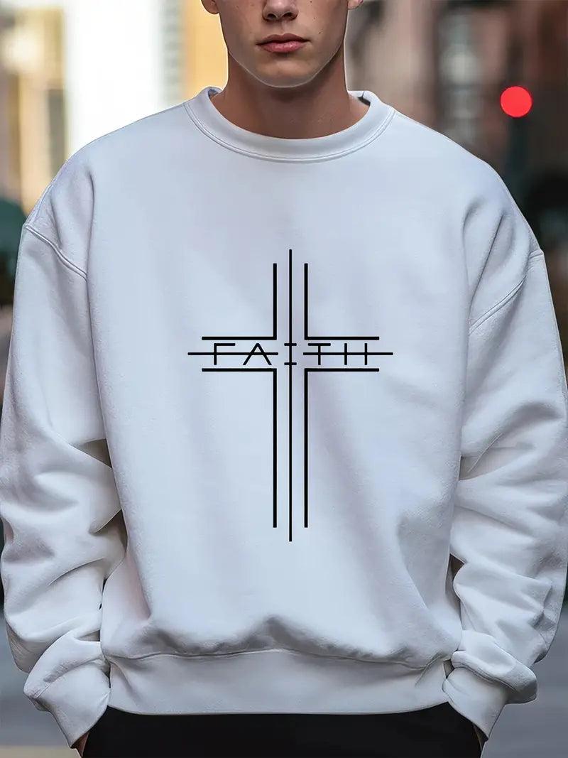 Kevin – faith cross-print-pullover für männer - LOVEZOE