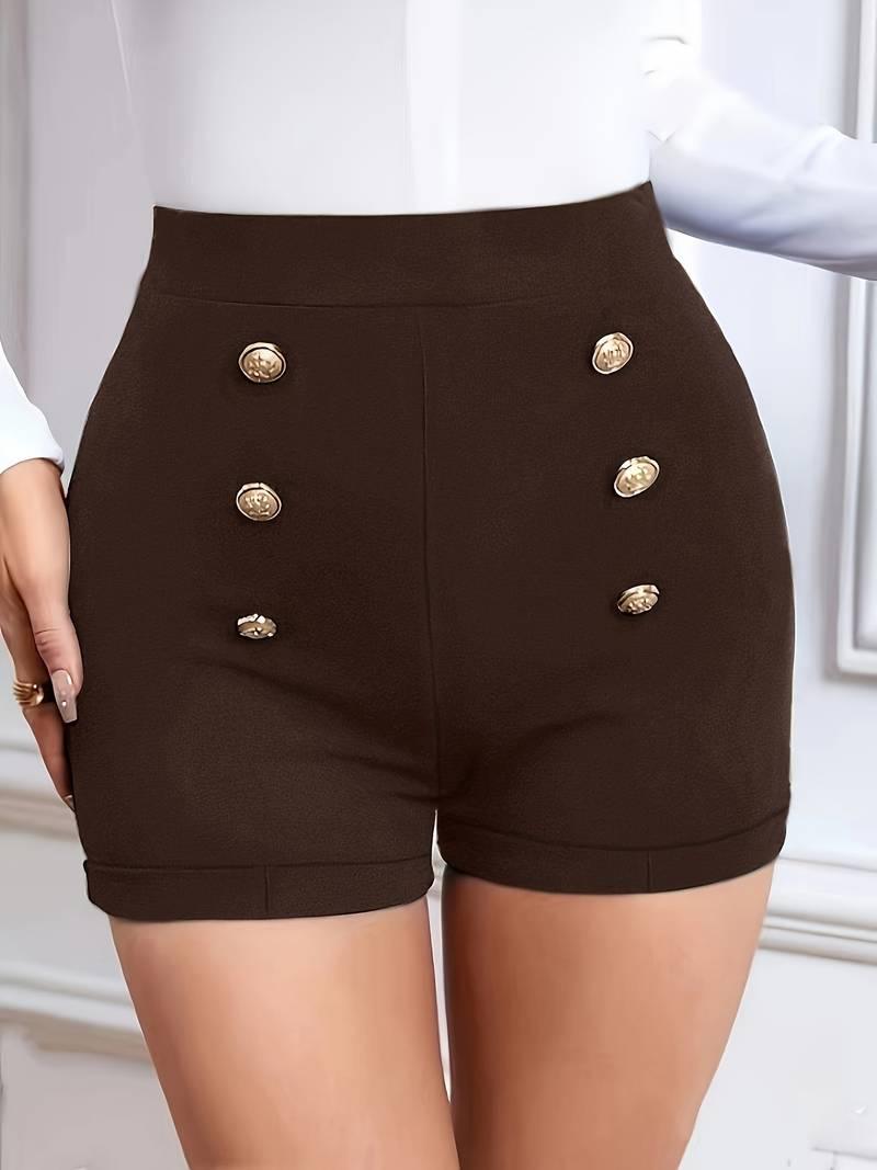 Olivia – shorts mit hohem bund und knopfdekor - LOVEZOE