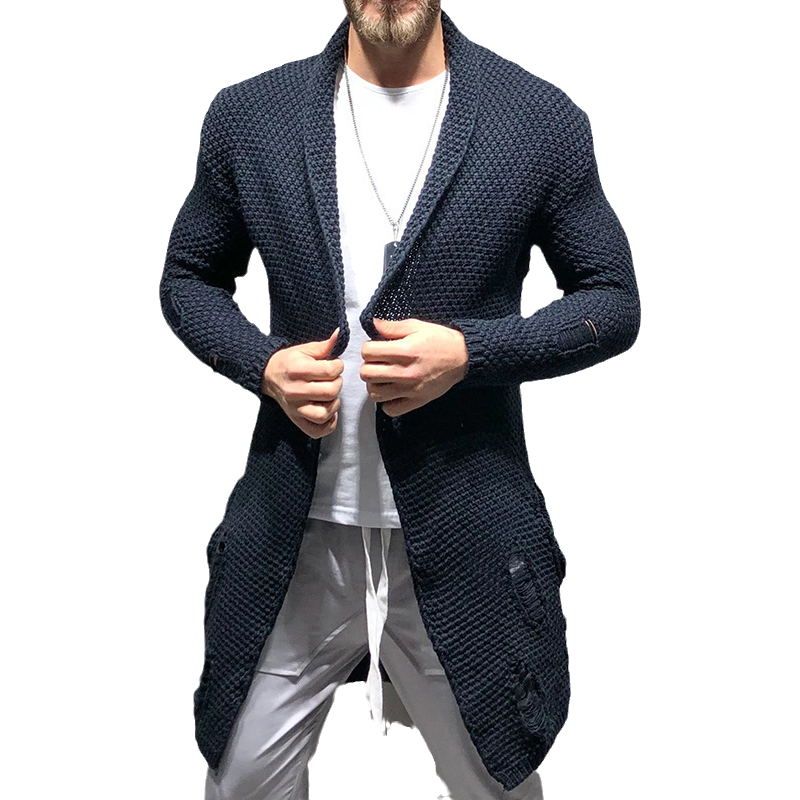 Mittellange Strickjacke mit zerrissenen Ärmeln für Herren