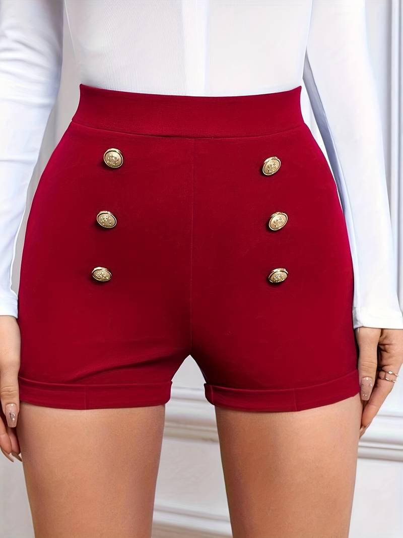 Olivia – shorts mit hohem bund und knopfdekor - LOVEZOE