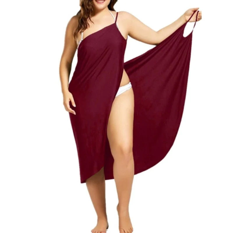 Einfarbiges Ärmelloses Sexy Strandkleid