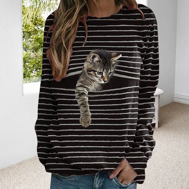 Katze gestreiftes Sweatshirt