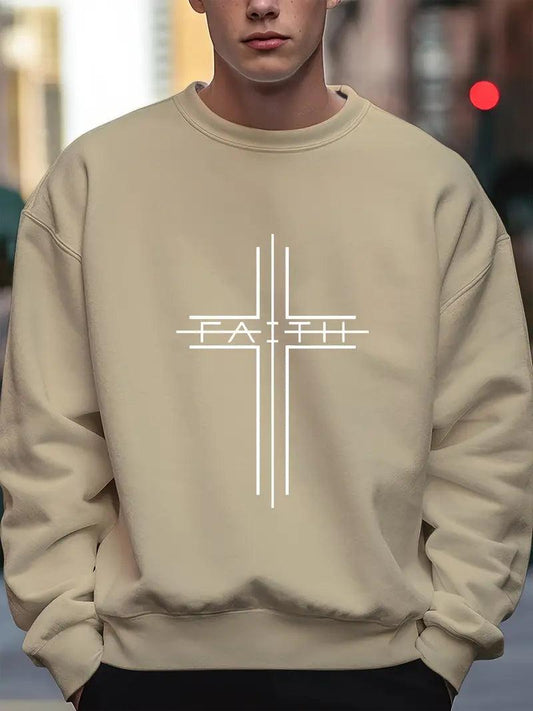 Kevin – faith cross-print-pullover für männer - LOVEZOE