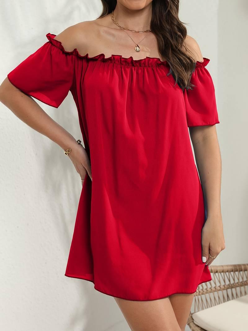 Amelia – schulterfreies sommerkleid mit kurzen armeln - LOVEZOE