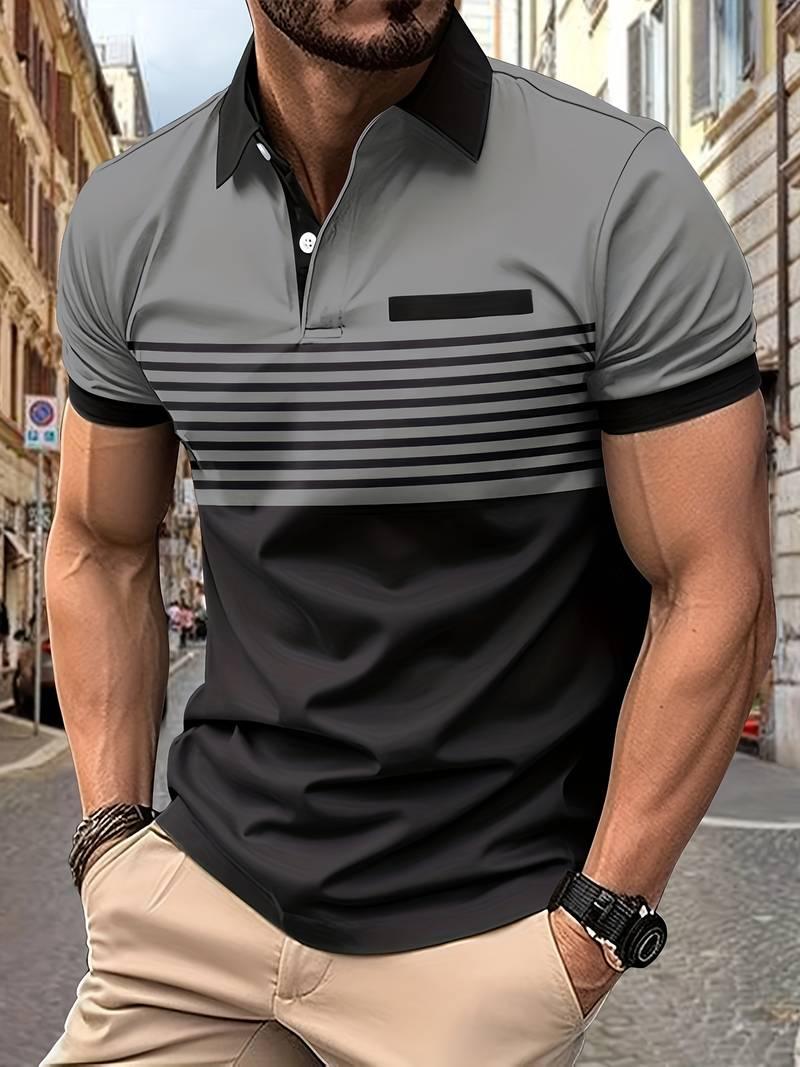 Davide – lässiges kurzarm-streifen-poloshirt für herren - LOVEZOE