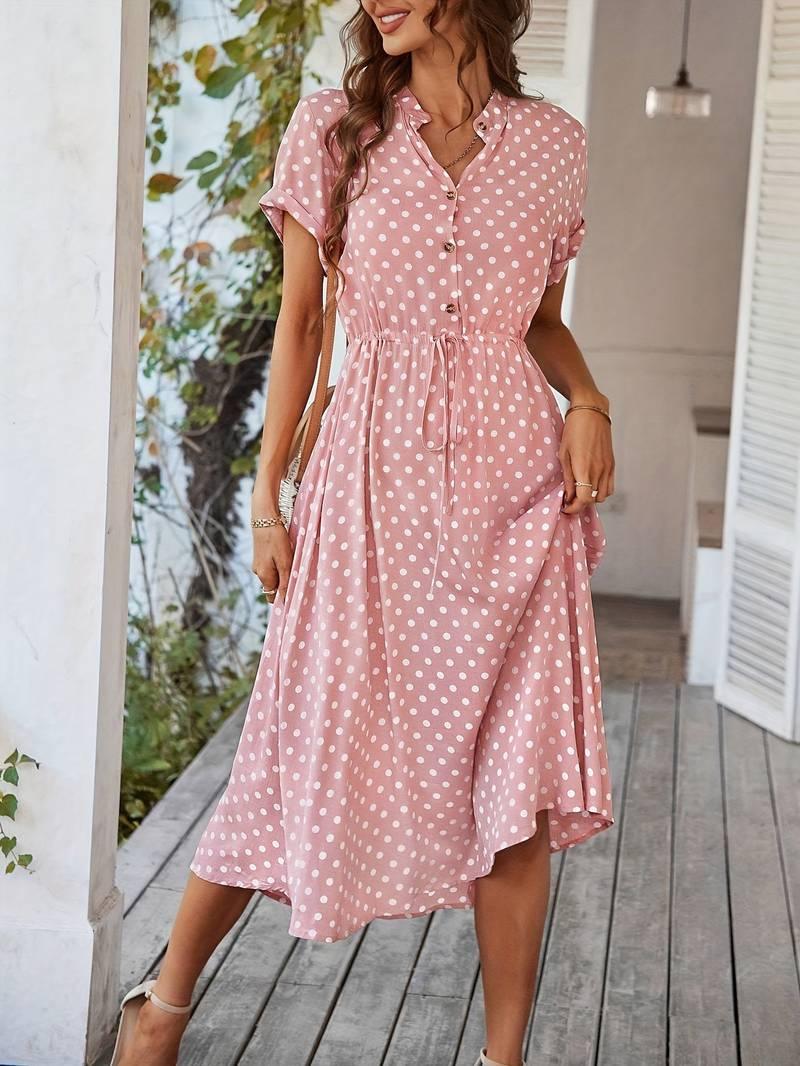 Chloe – a-linien-kleid mit polka-dot-print und v-ausschnitt - LOVEZOE