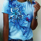 Tamika – kurzarm-t-shirt mit rundhalsausschnitt und blumendruck - LOVEZOE