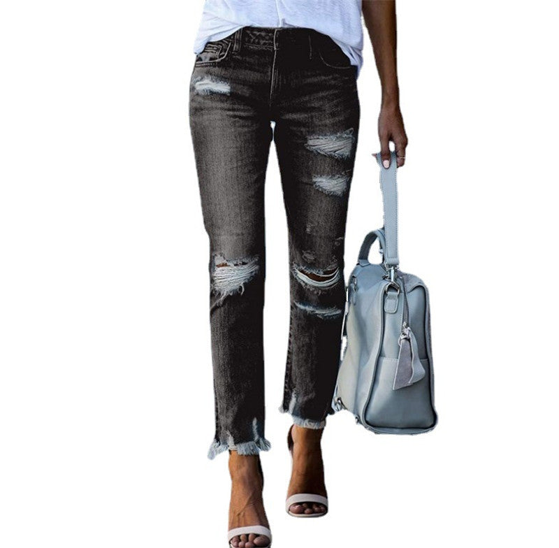 Super Stylische & Elegante Damen Jeans im lässigen Ripped Look