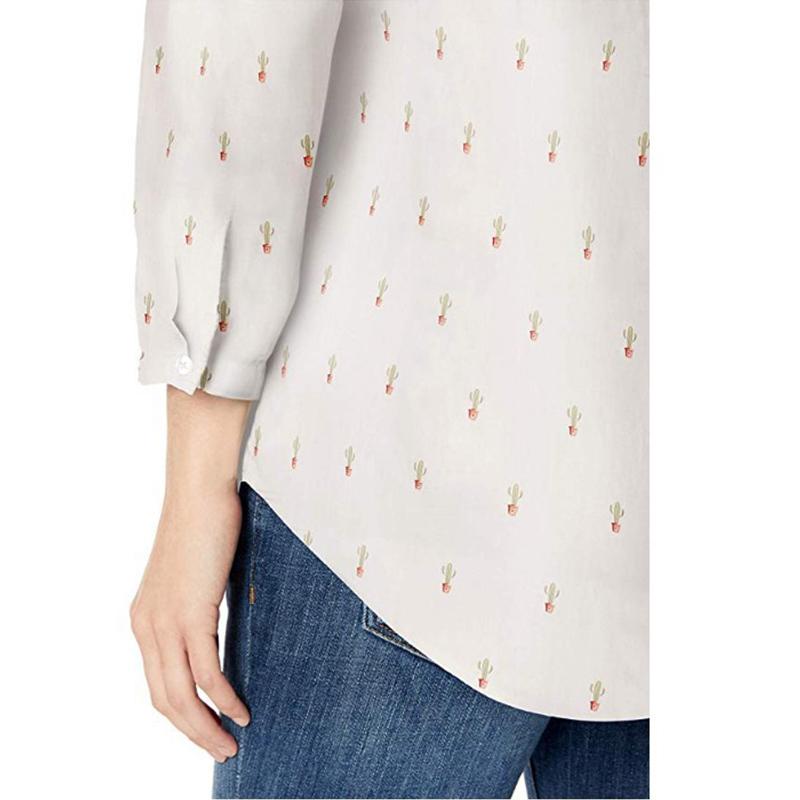 Langarm-Baumwoll-Popover-Shirt Für Damen