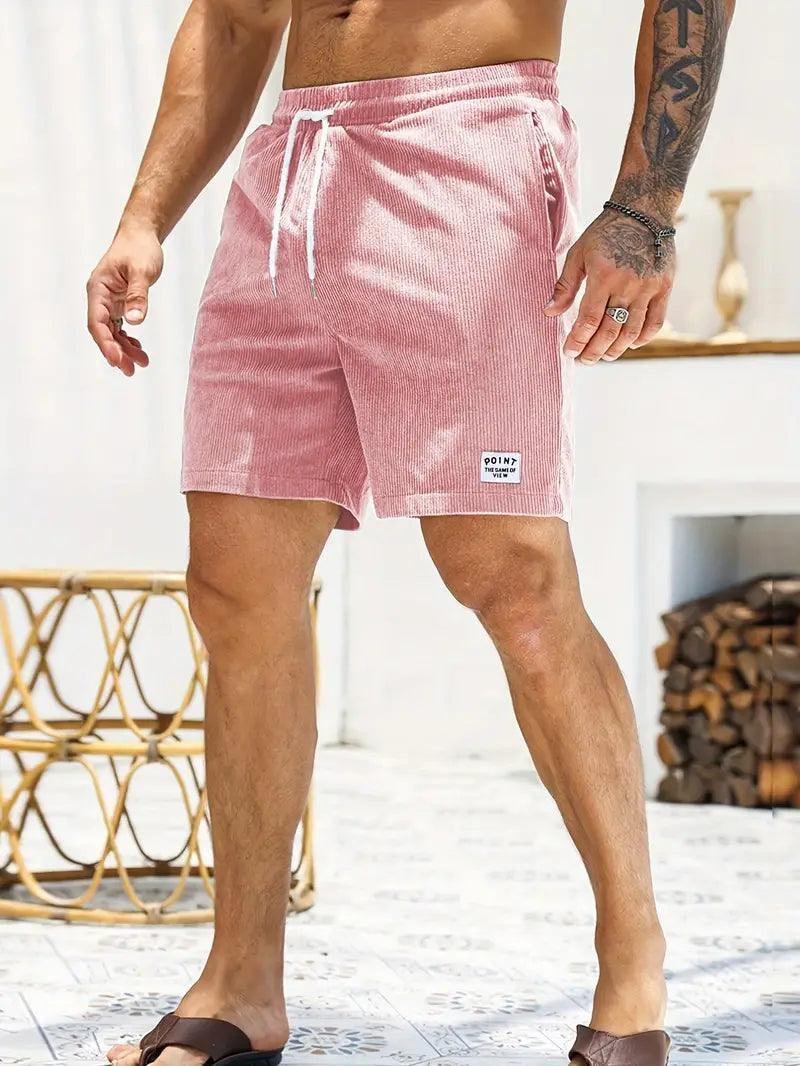 Nathan – gerippte, schmal geschnittene, bequeme shorts mit kordelzug und taschen - LOVEZOE